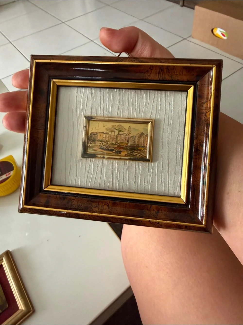 Vintage Italian Creazioni Artistiche Serie Oro Framed Miniature Wall Art